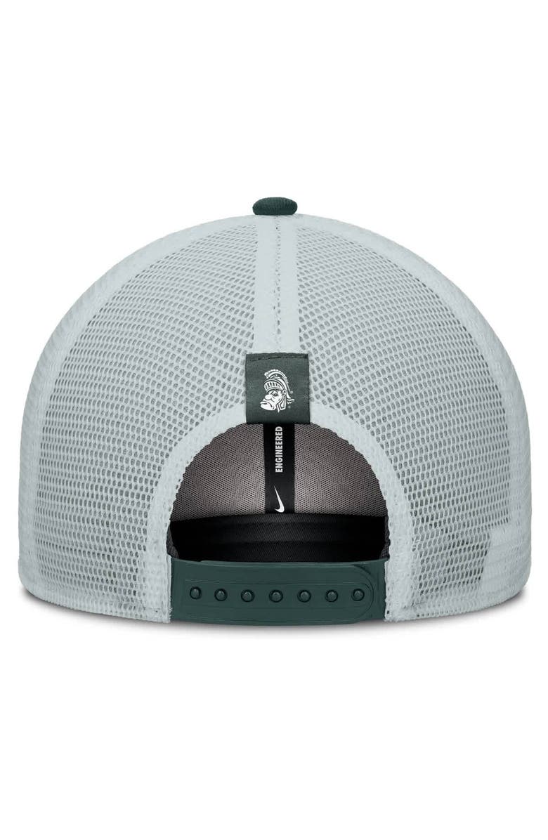 Nike Men's Nike Green/Gray Michigan State Spartans Legacy Arch Rise Performance Trucker Adjustable Hat, Alternate, color, Green