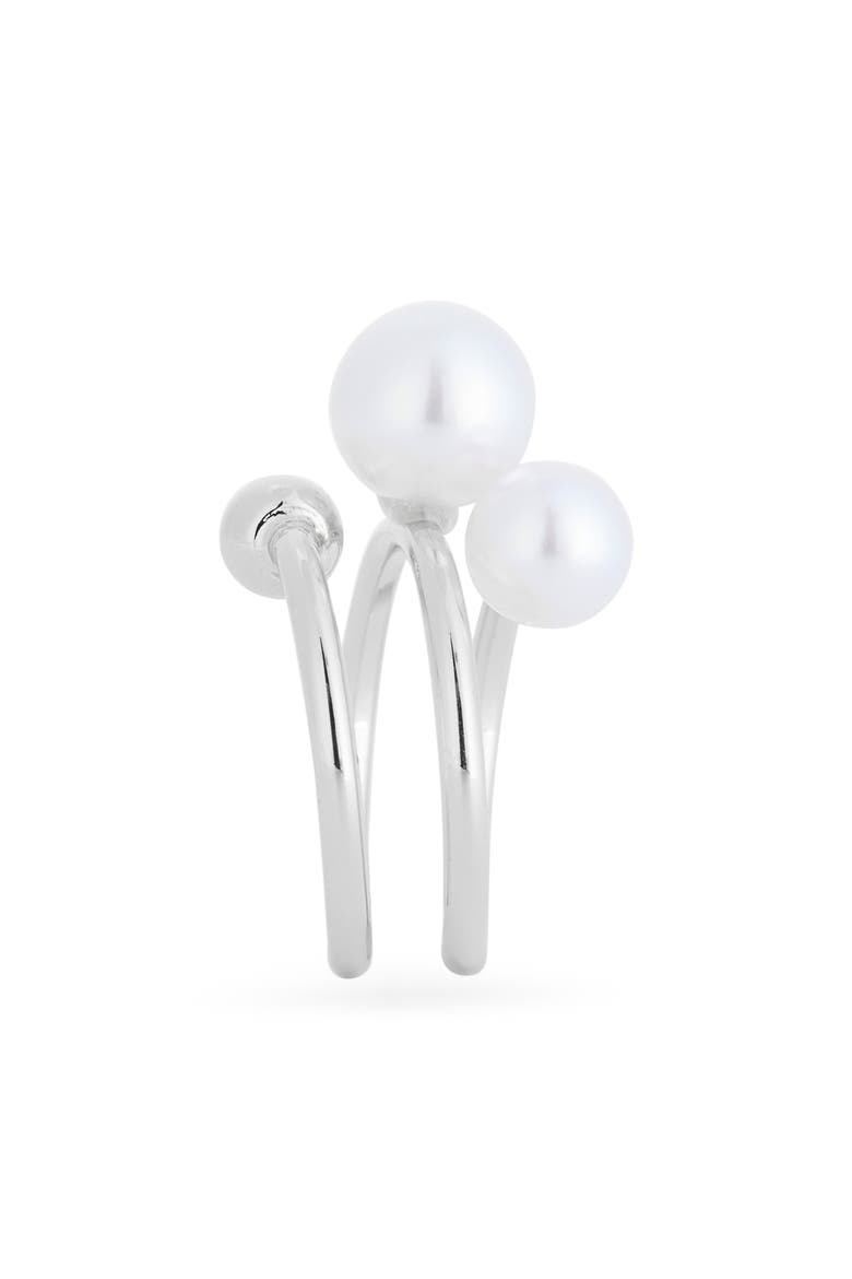 Faux Pearl Coiled Wrap Ring, Alternate, color, WHITE- SILVER