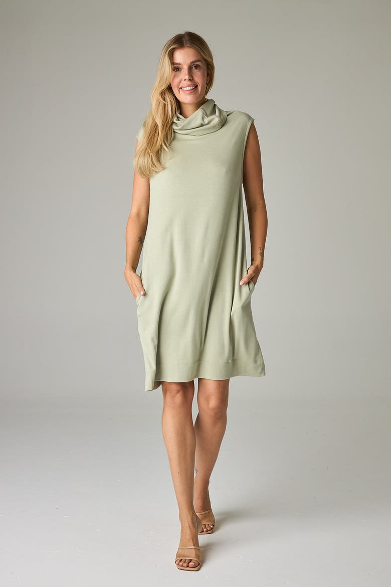 Kakadu Eco-Luxe Rib Sleeveless Funnel Neck Tunic/Dress - Ultra-Luxe Flow, Alternate, color, Fern