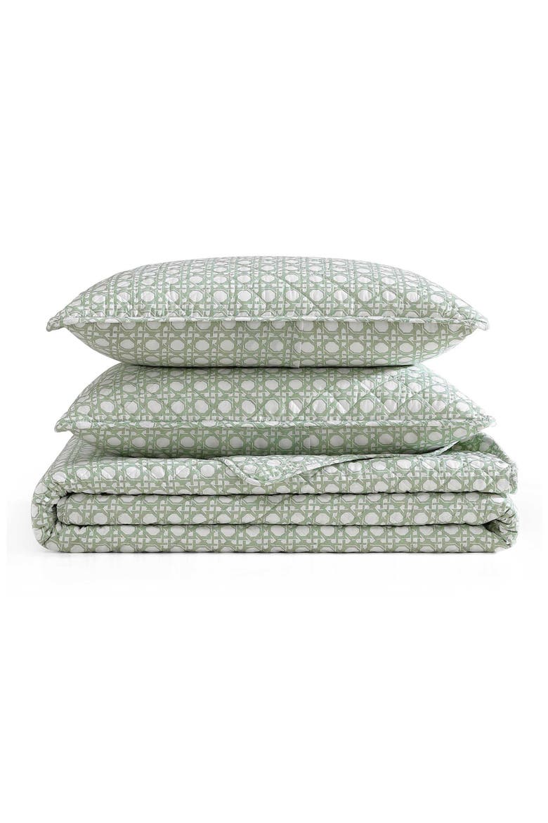 Diamond Isle Cotton Quilt & Sham Set, Main, color, LT-PASTEL GREEN