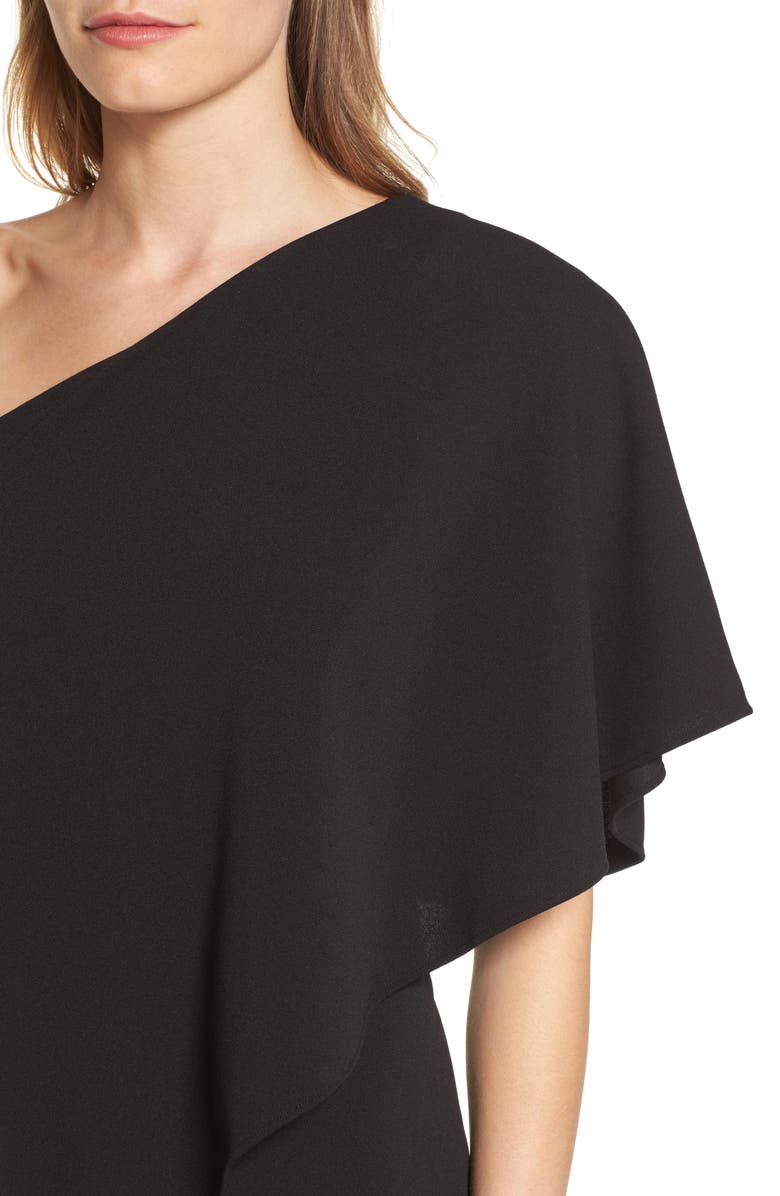 Adrianna Papell One-Shoulder Jumpsuit, Alternate, color, Black