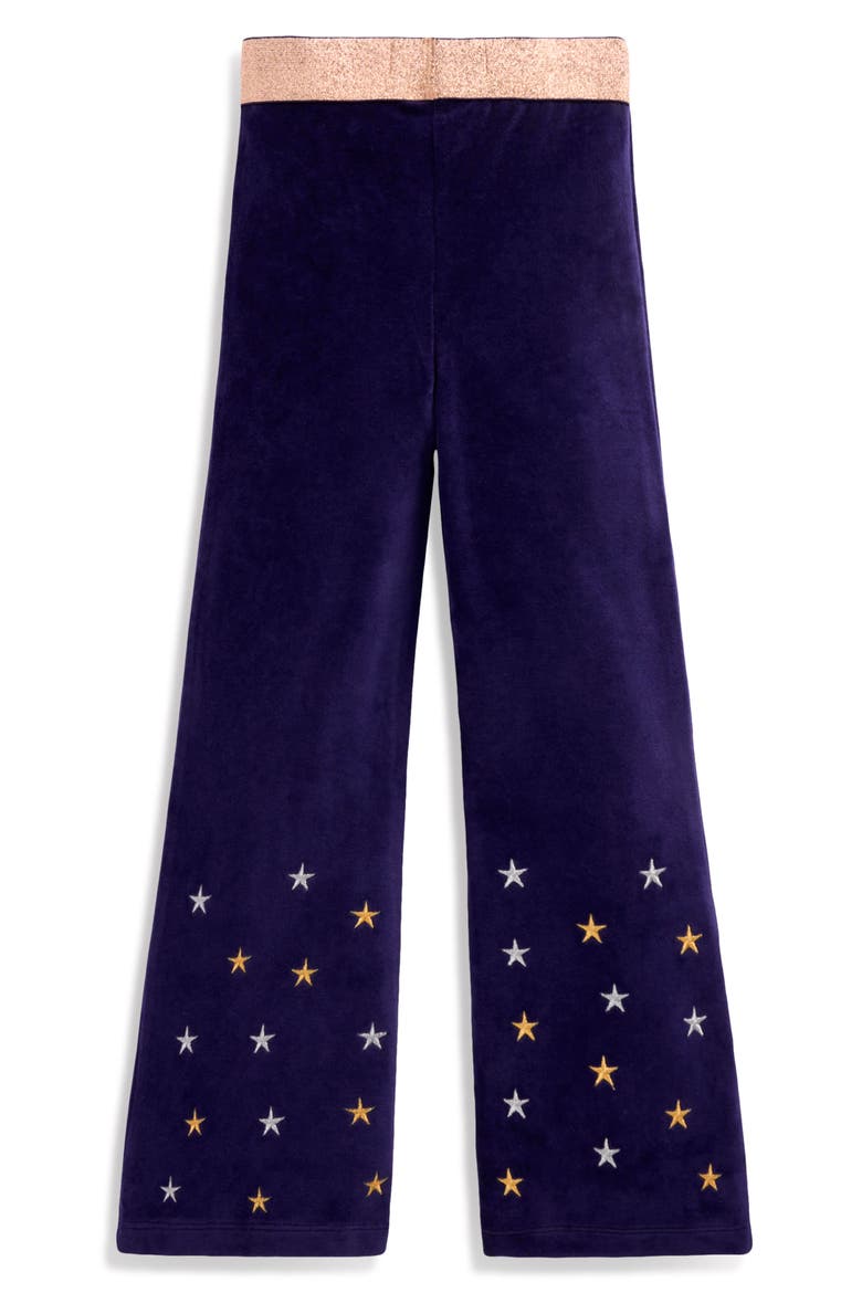 Kids' Velvet Flared Leggings, Alternate, color, NAVY FOIL STAR