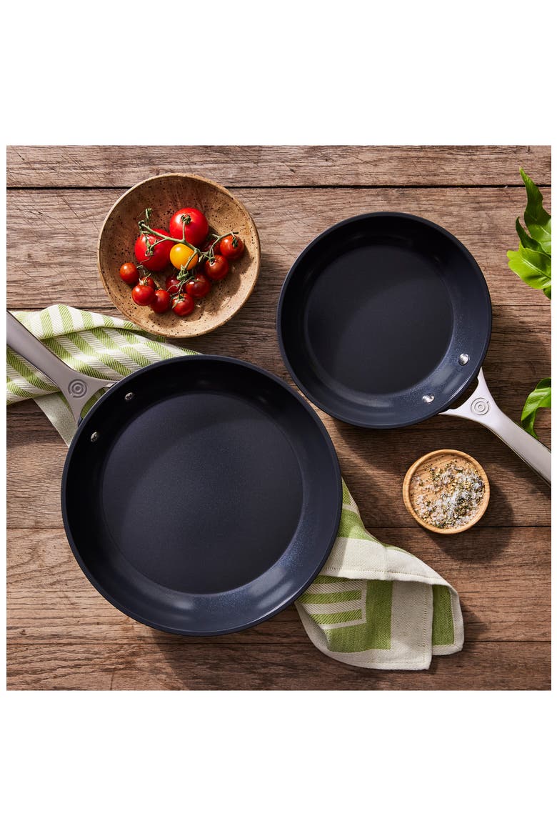 2-Piece Nonstick Ceramic Frying Pan Set, Alternate, color, BLACK