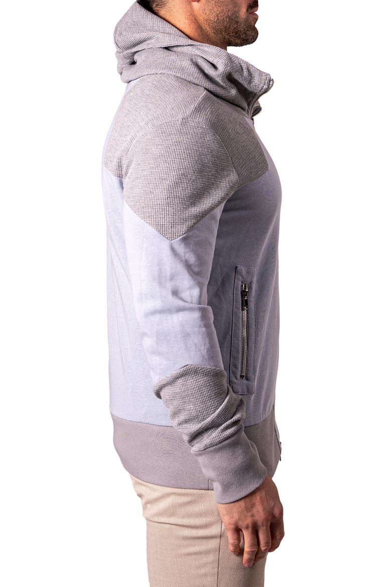 Mixed Media Zip Hoodie, Alternate, color, GREY