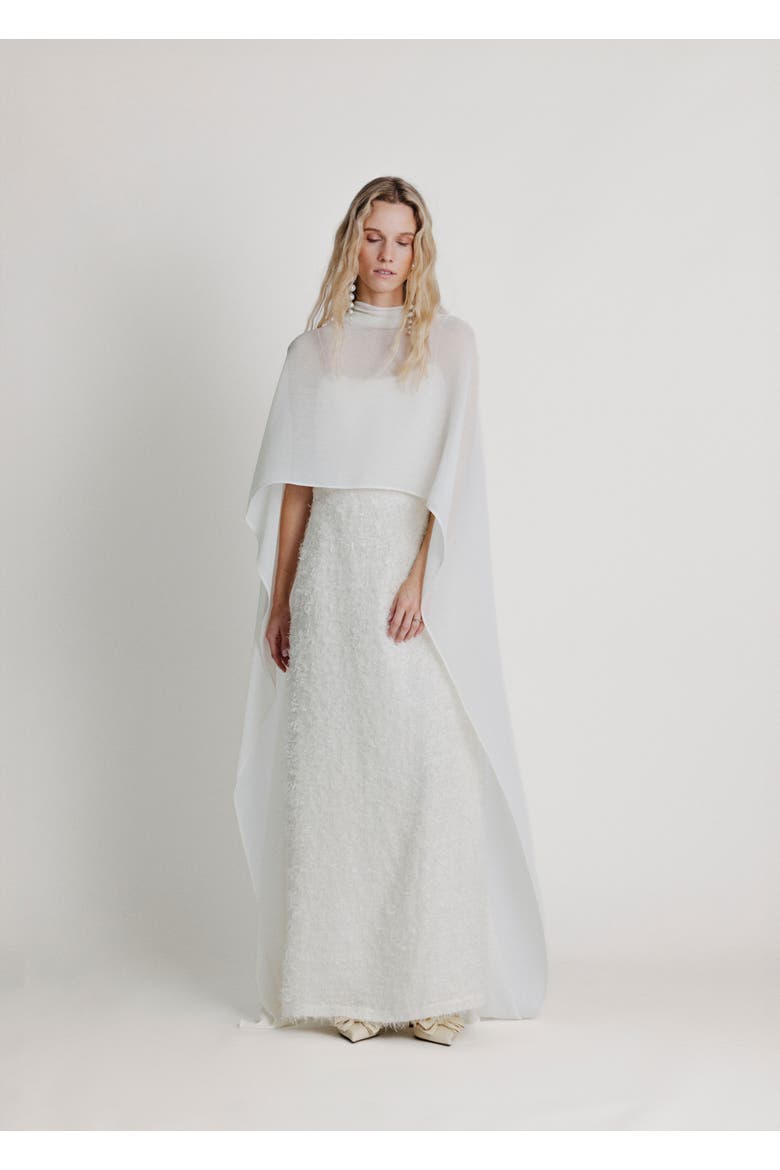 High Neck Bridal Cape, Main, color, White