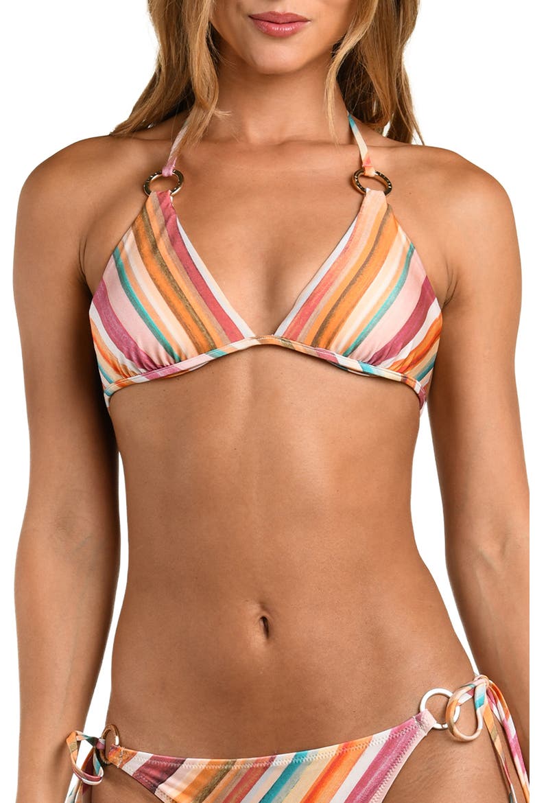 Annabelle Watercolor Triangle Bikini Top, Main, color, PINK MULTI