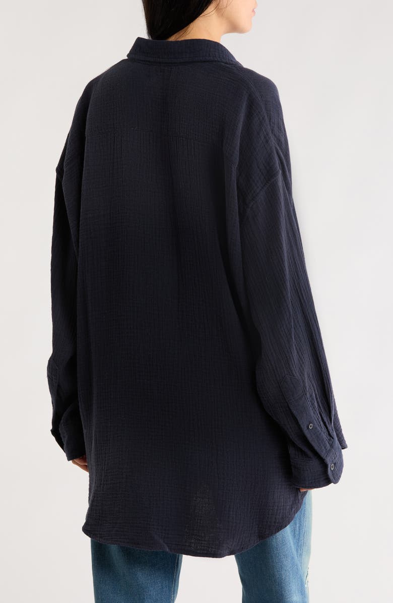 DENIMIST Cotton Gauze Button-Up Shirt, Alternate, color, Navy Blue