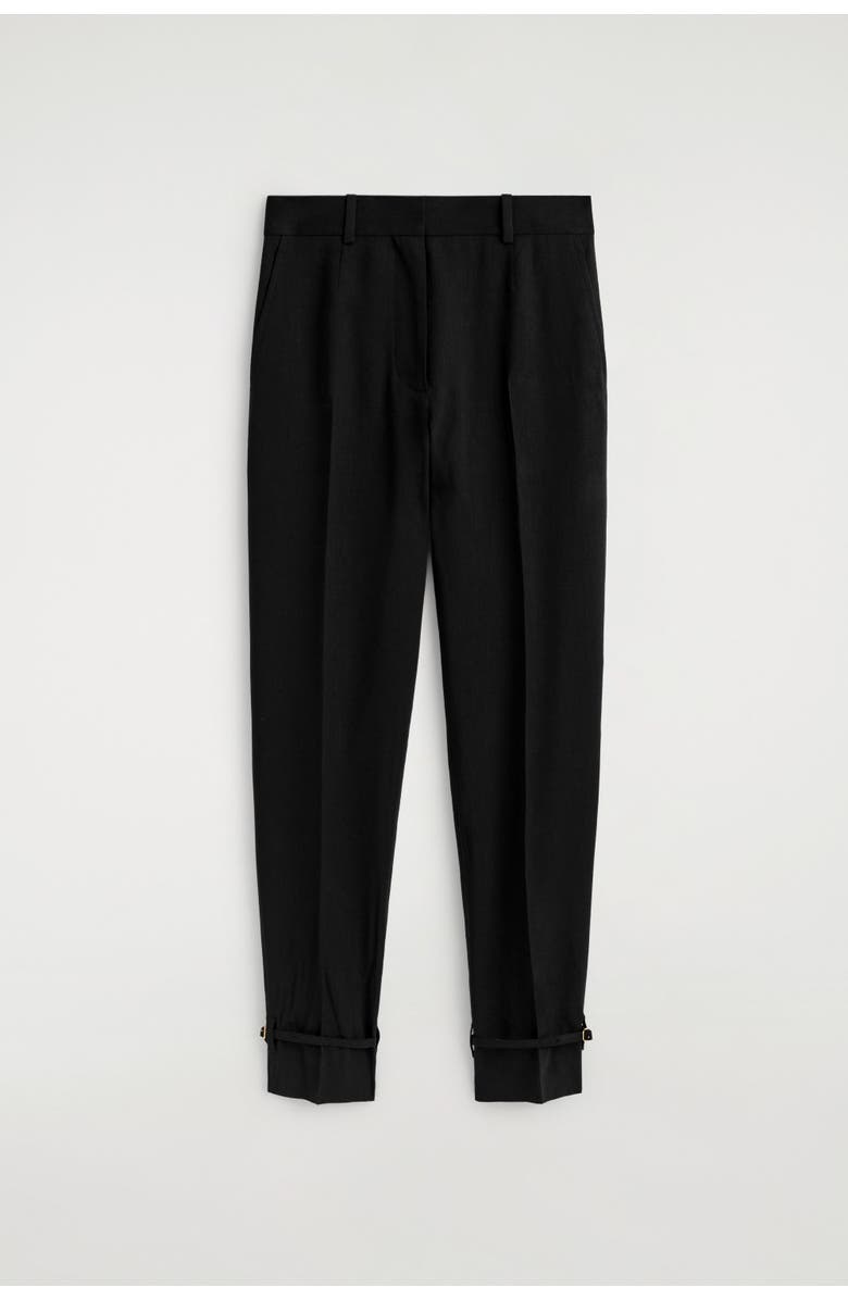 COS Linen Straight-leg Trousers, Alternate, color, Black