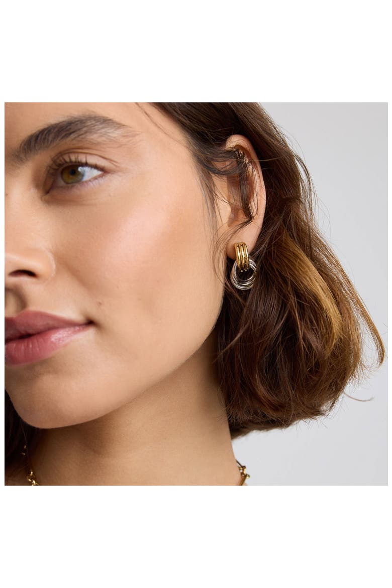 Knot Mixed Metal Stud Earrings, Alternate, color, BI-METAL