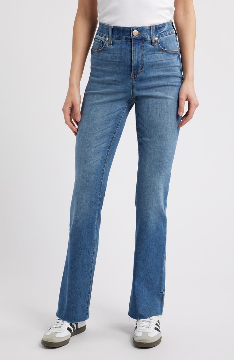 1822 Denim Raw Hem High Waist Slim Bootcut Jeans, Main, color, 
