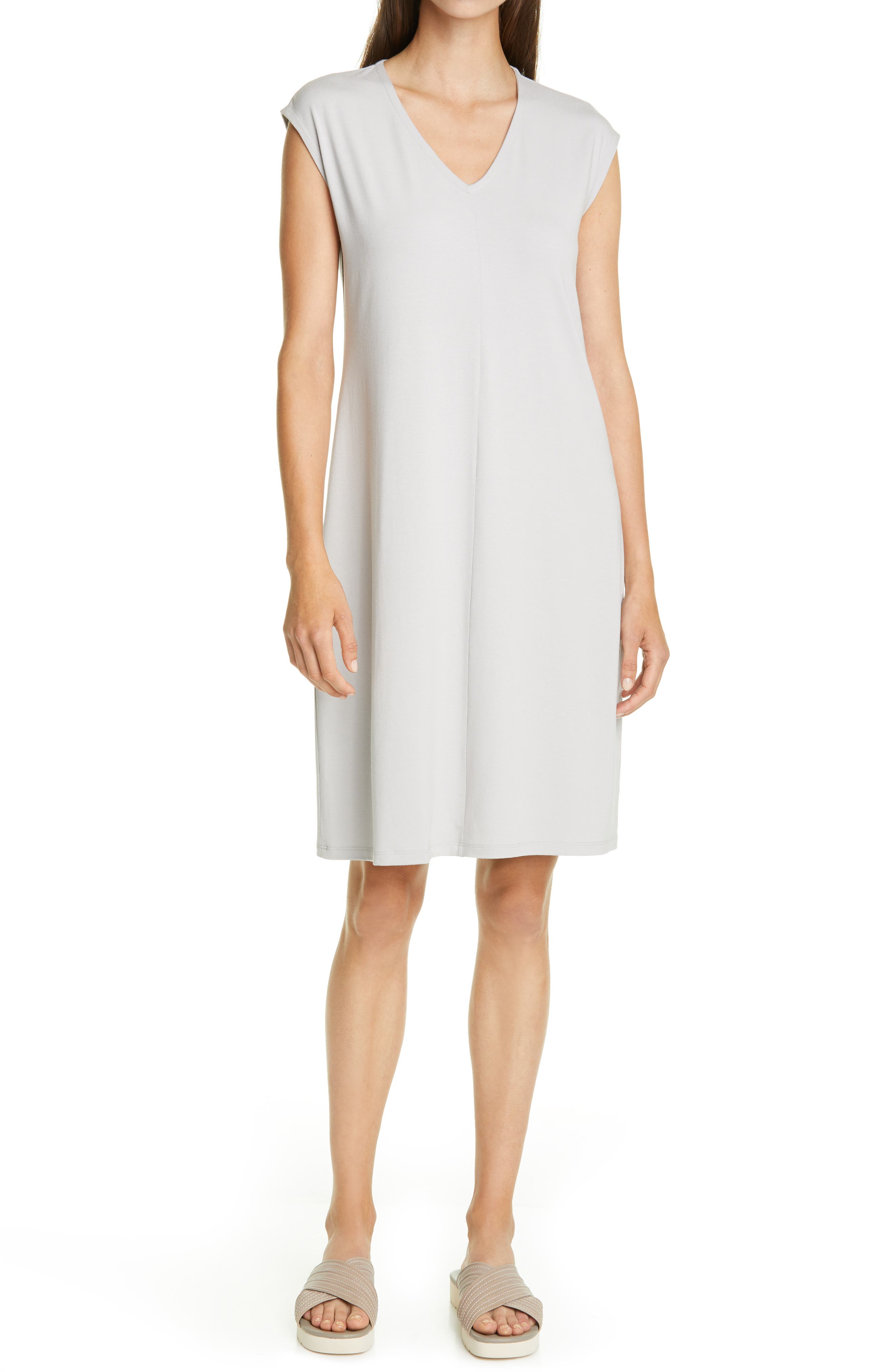 Eileen Fisher V-Neck Sleeveless Knit Dress