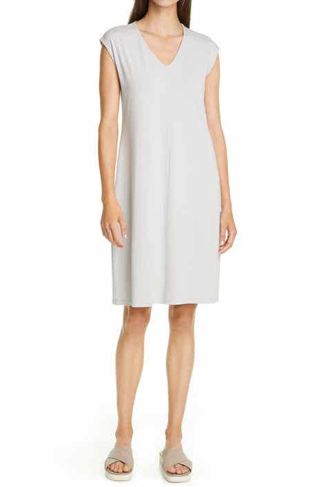 Eileen Fisher V-Neck Sleeveless Knit Dress