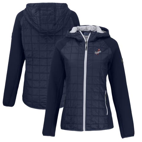 Women's Cutter & Buck Navy Los Angeles Dodgers Cooperstown Collection Rainier Primaloft Eco Full-Zip Hybrid Jacket