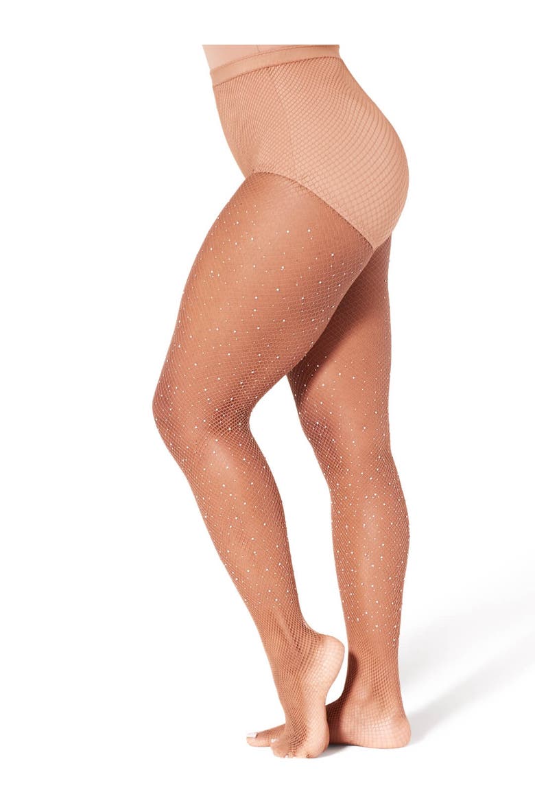 All-Over Rhinestone Fishnet Tight, Main, color, beige/khaki