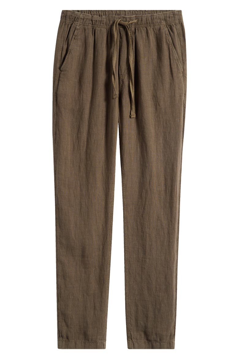 Linen Drawstring Pants, Alternate, color, DARK PALM