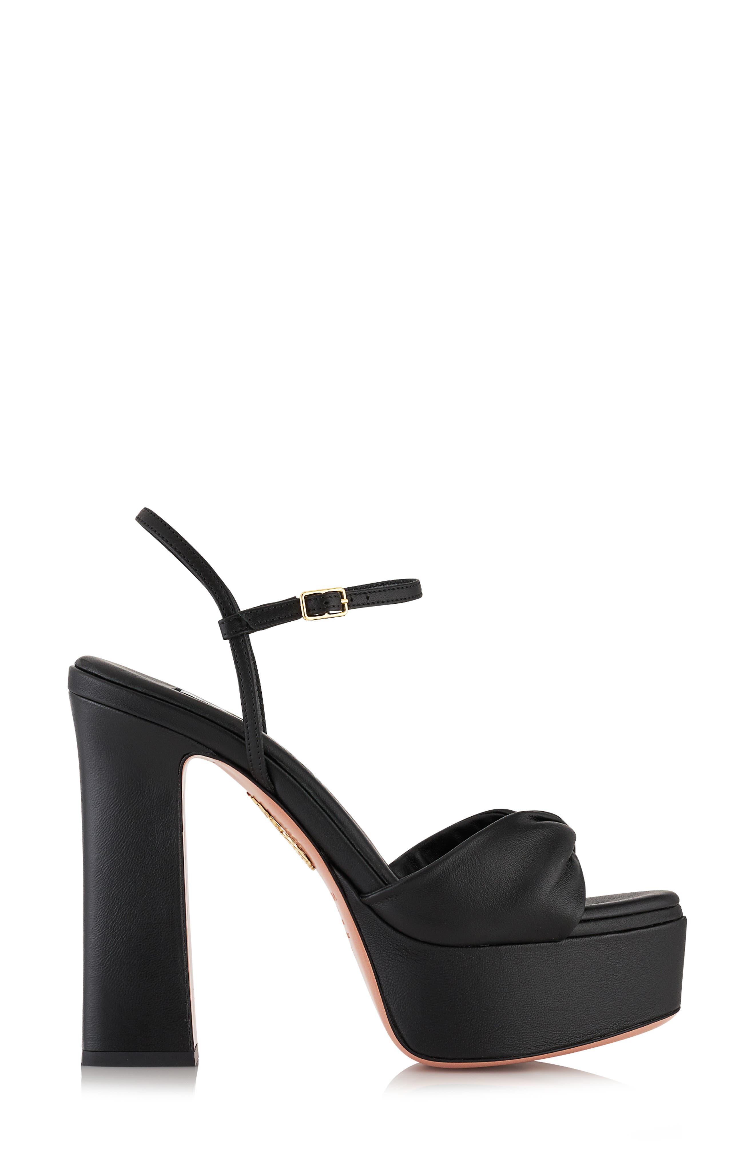 Aquazzura Twist Ankle Strap Platform Sandal, Alternate, color, Black