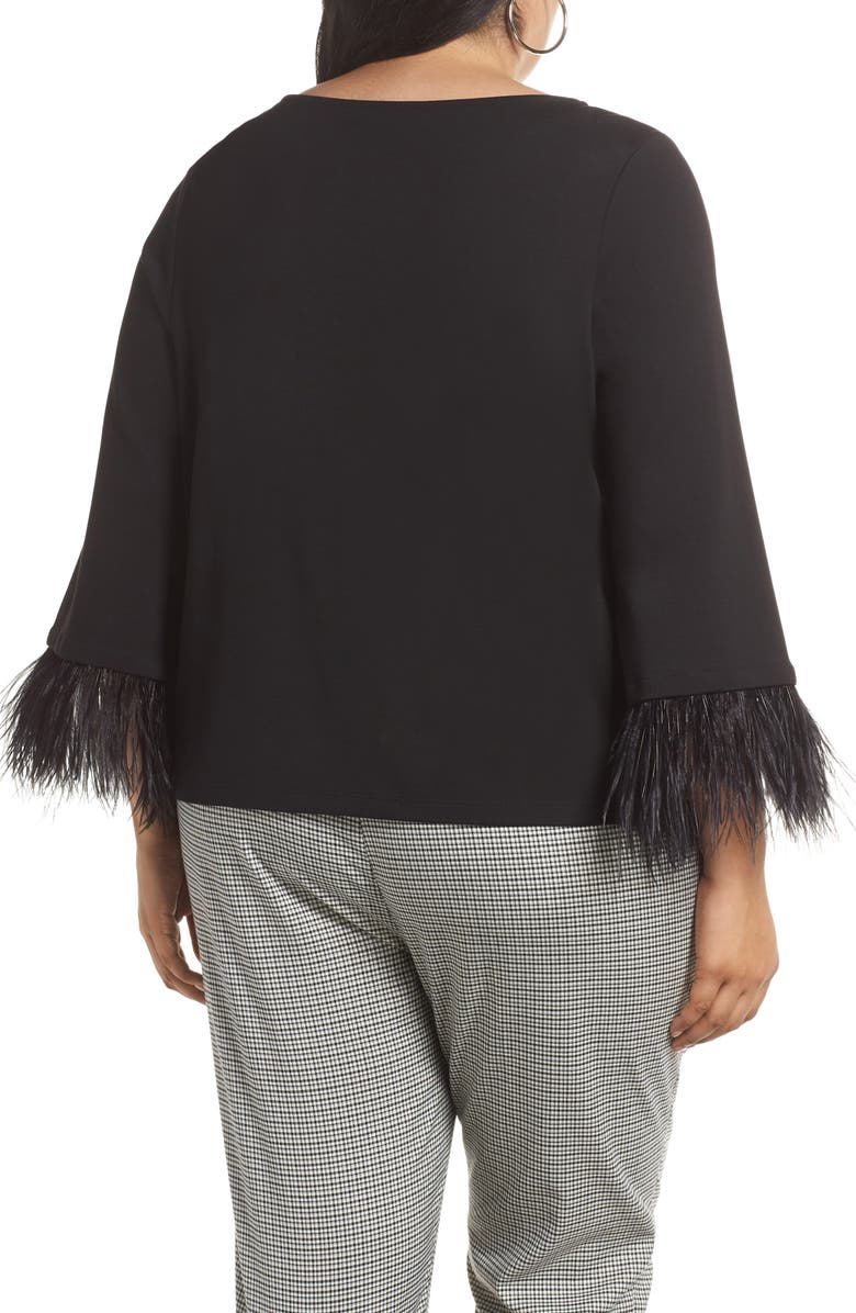 Halogen<sup>®</sup> Feather Trim Ponte Top, Alternate, color, 