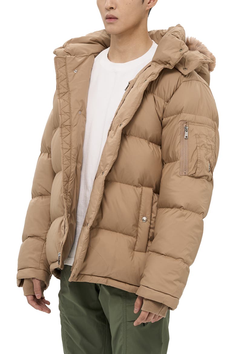 Minto Mens Detachable Hood Puffer, Alternate, color, Beige