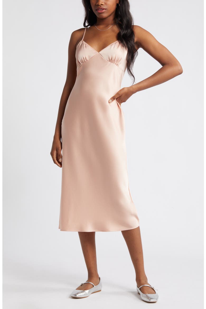 Satin Midi Slipdress, Alternate, color, PINK ROSECLOUD
