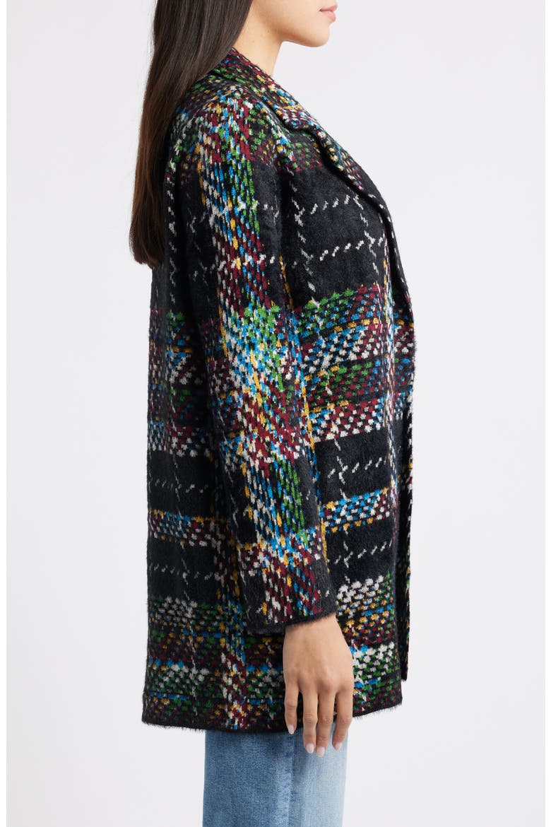 Open Front Sweater Coat, Alternate, color, BLACK MULTI PLAID