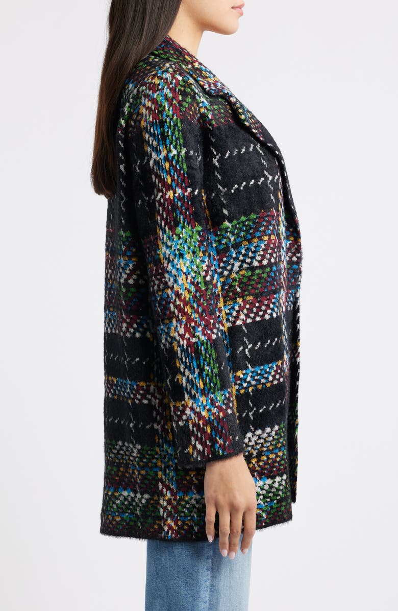 Liverpool Los Angeles Open Front Sweater Coat, Alternate, color, Black Multi Plaid