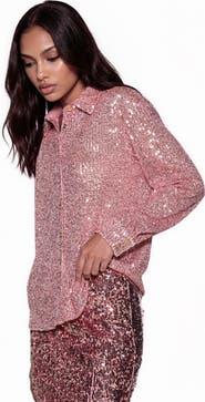 Alexia Admor Quinn Sequin Button Front Shirt