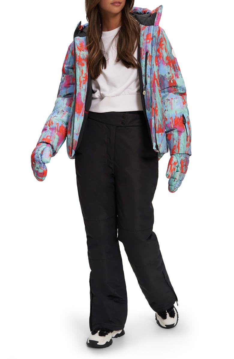 Noize Astrella Water Resistant Hooded Ski Puffer Jacket, Alternate, color, Ski Patrol/ Cockatoo Aop