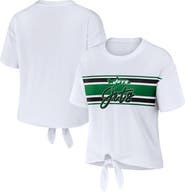 WEAR by Erin Andrews Women's WEAR by Erin Andrews White New York Jets Front Tie Retro T-Shirt