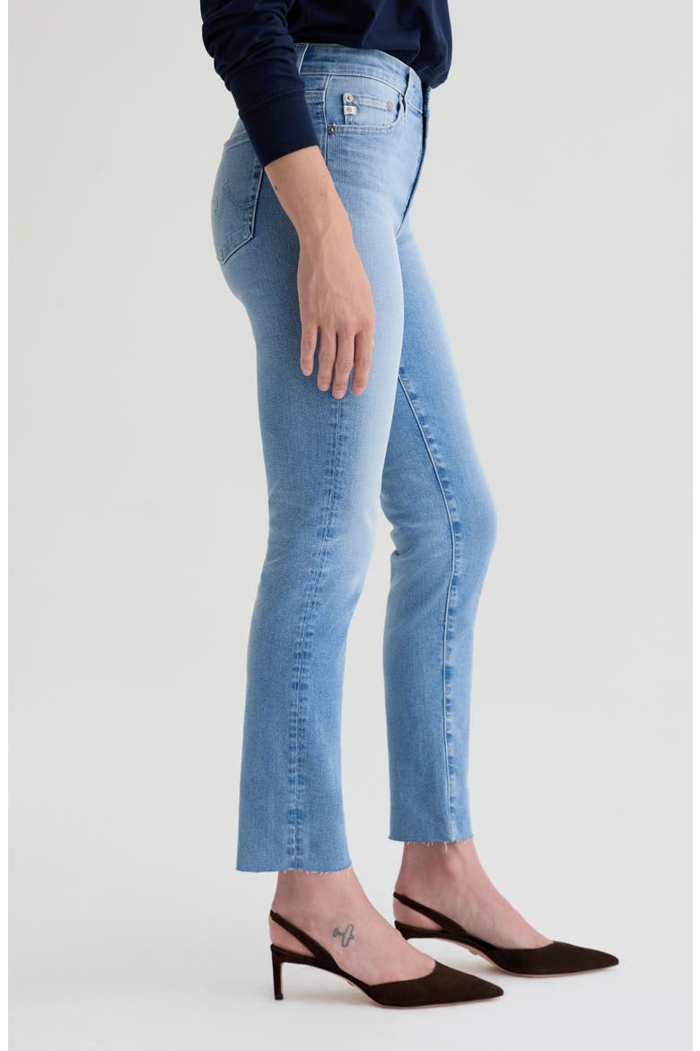 Mari High Waist Raw Hem Slim Straight Jeans, Alternate, color, 14 YEARS FORTUNA