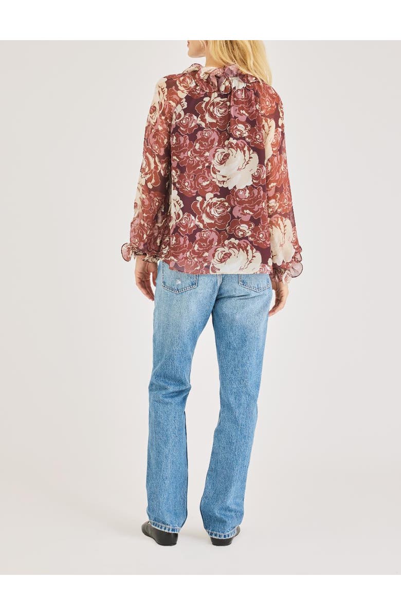 Rebecca Taylor Sarita Long-Sleeve Top, Alternate, color, Raisin Combo