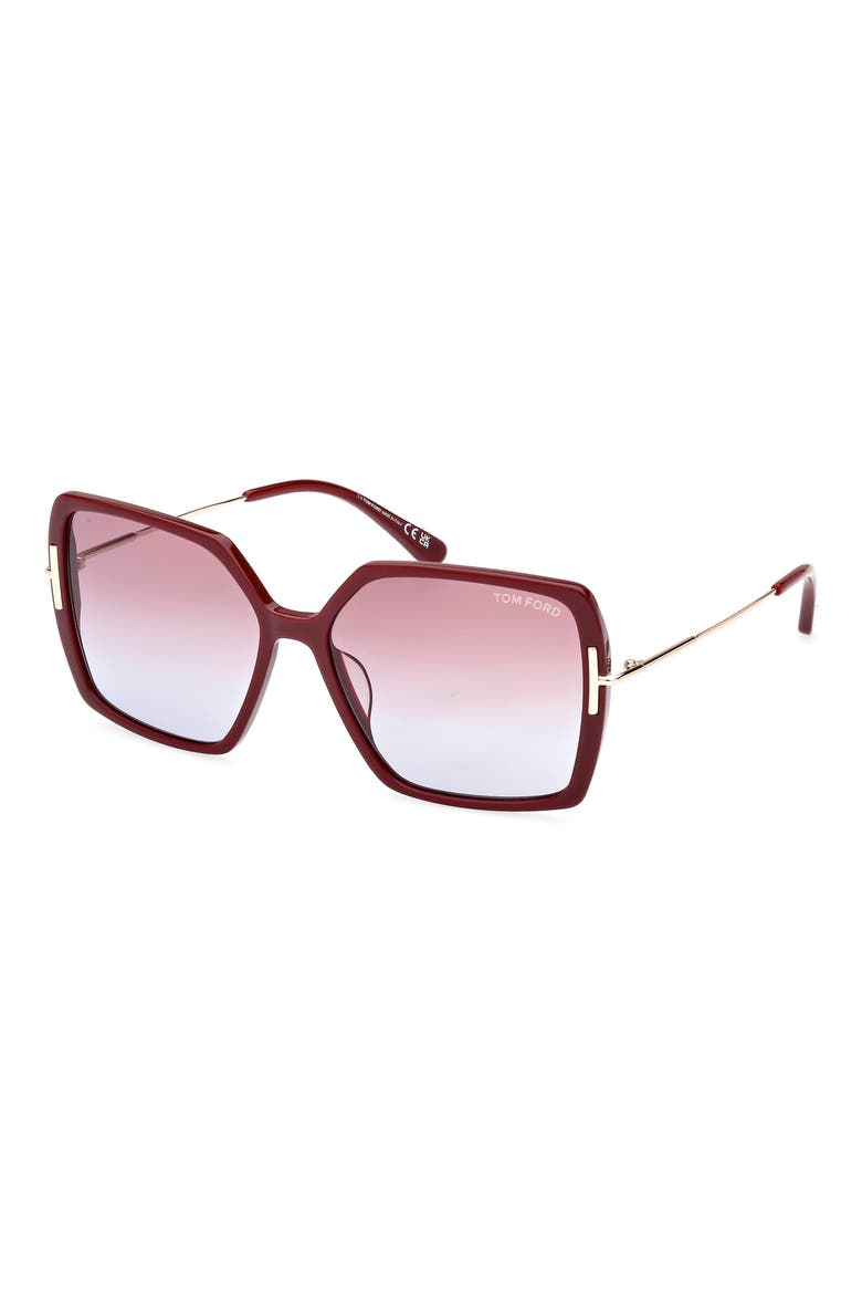 Joanna 59mm Gradient Polarized Butterfly Sunglasses, Alternate, color, SHINY BORDEAUX / ROSE