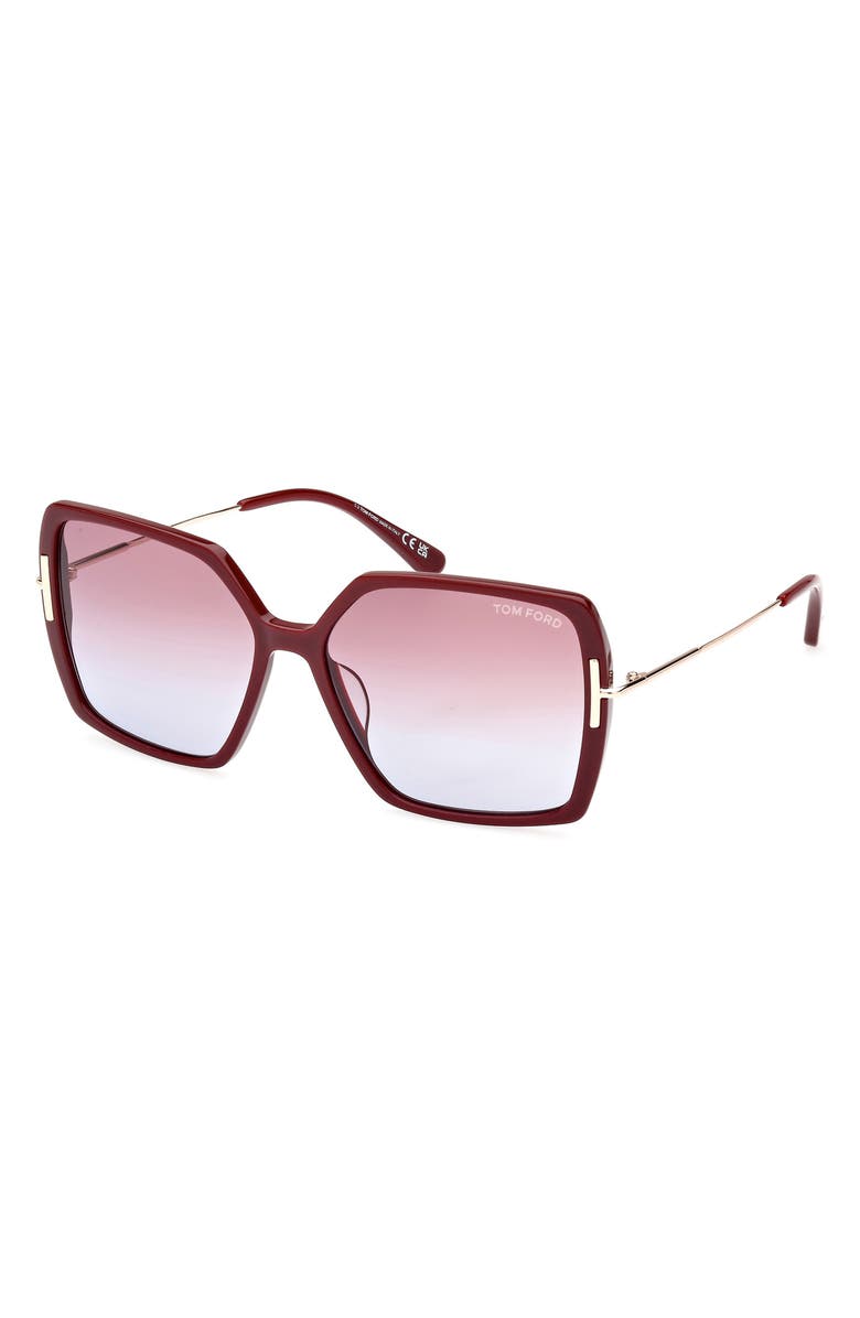 TOM FORD Joanna 59mm Gradient Polarized Butterfly Sunglasses, Alternate, color, Shiny Bordeaux / Rose
