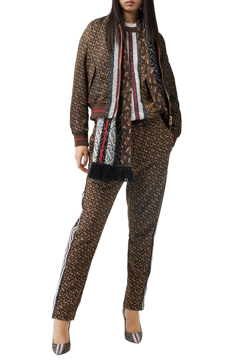 Tricolor Monogram Cashmere Scarf, Main, color, BRIDLE BROWN