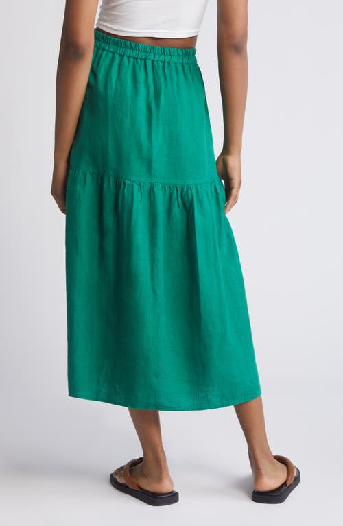 Nation Ltd Esmeralda Linen Midi Skirt In Verdant Green