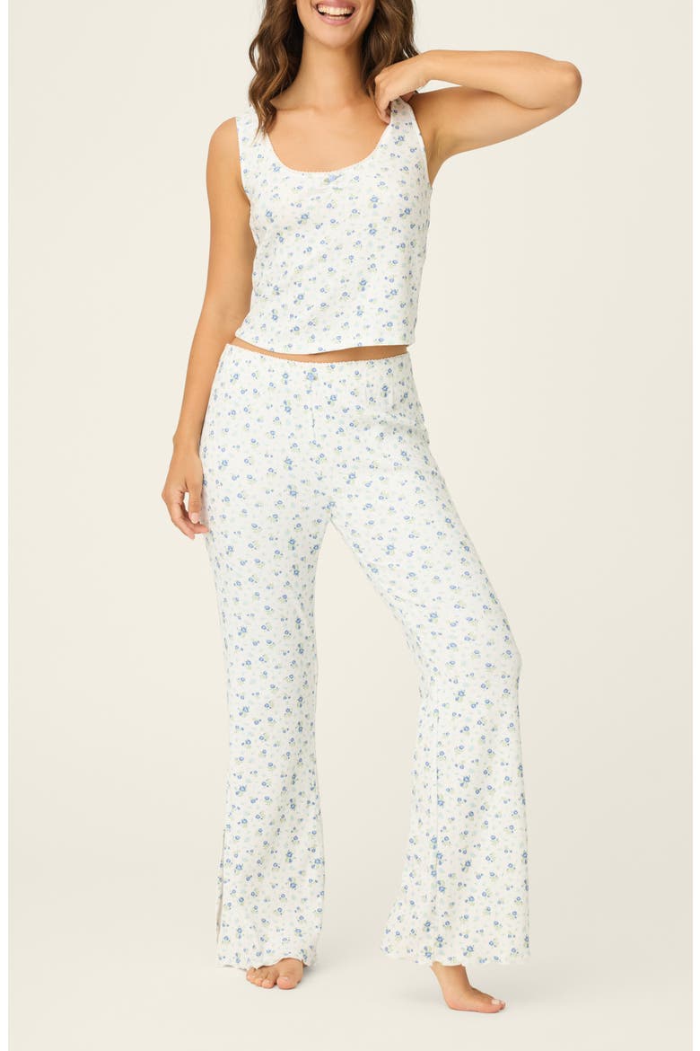 More Amour Floral Ditsy Pointelle Pajamas, Main, color, IVORY