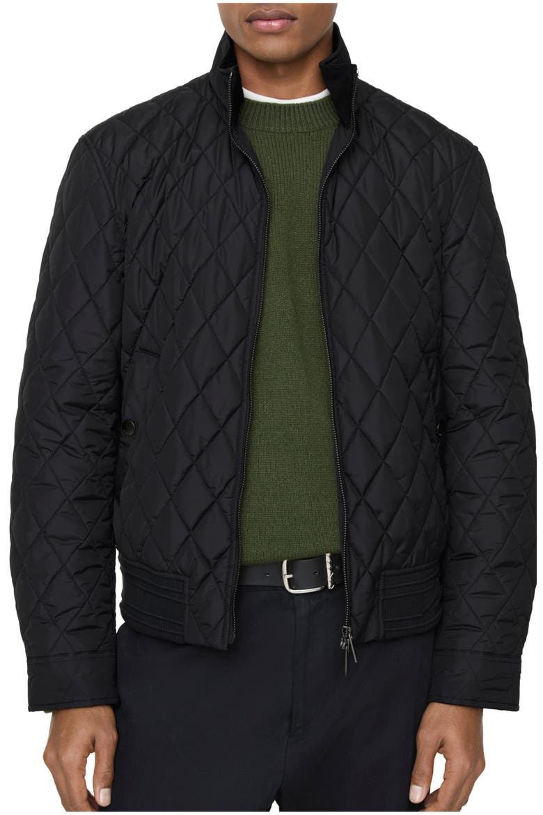 Quilted Nylon Jacket, Main, color, Black