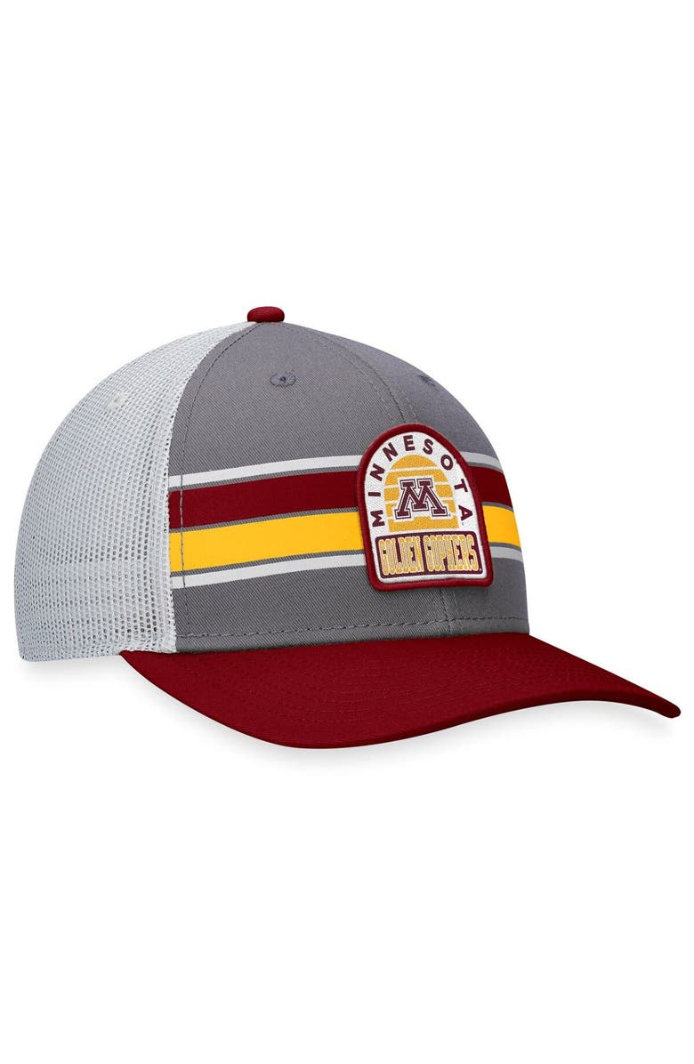 TOP OF THE WORLD Men's Top of the World Gray/Maroon Minnesota Golden Gophers Aurora Trucker Adjustable Hat, Alternate, color, 