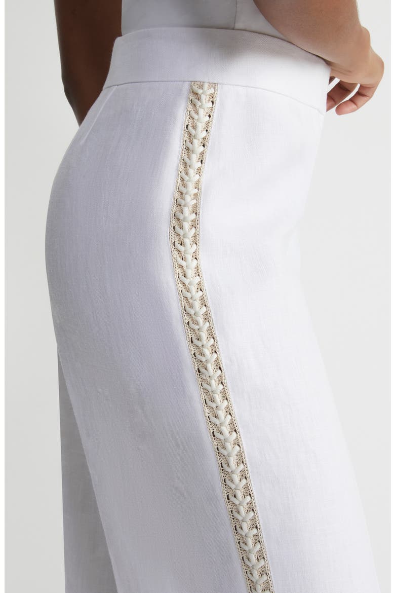 Sullivan Crochet Outseam Linen Pants, Alternate, color, WHITE