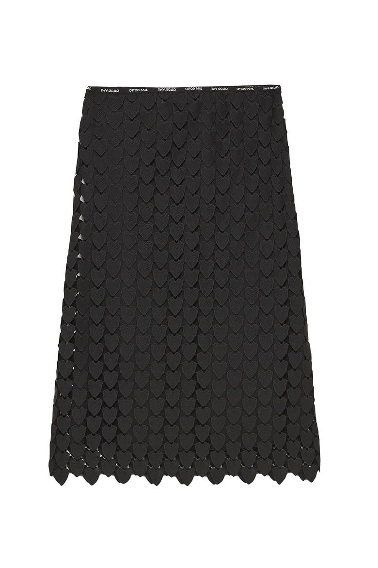 Midi Skirt With 3D Effect, Alternate, color, Black