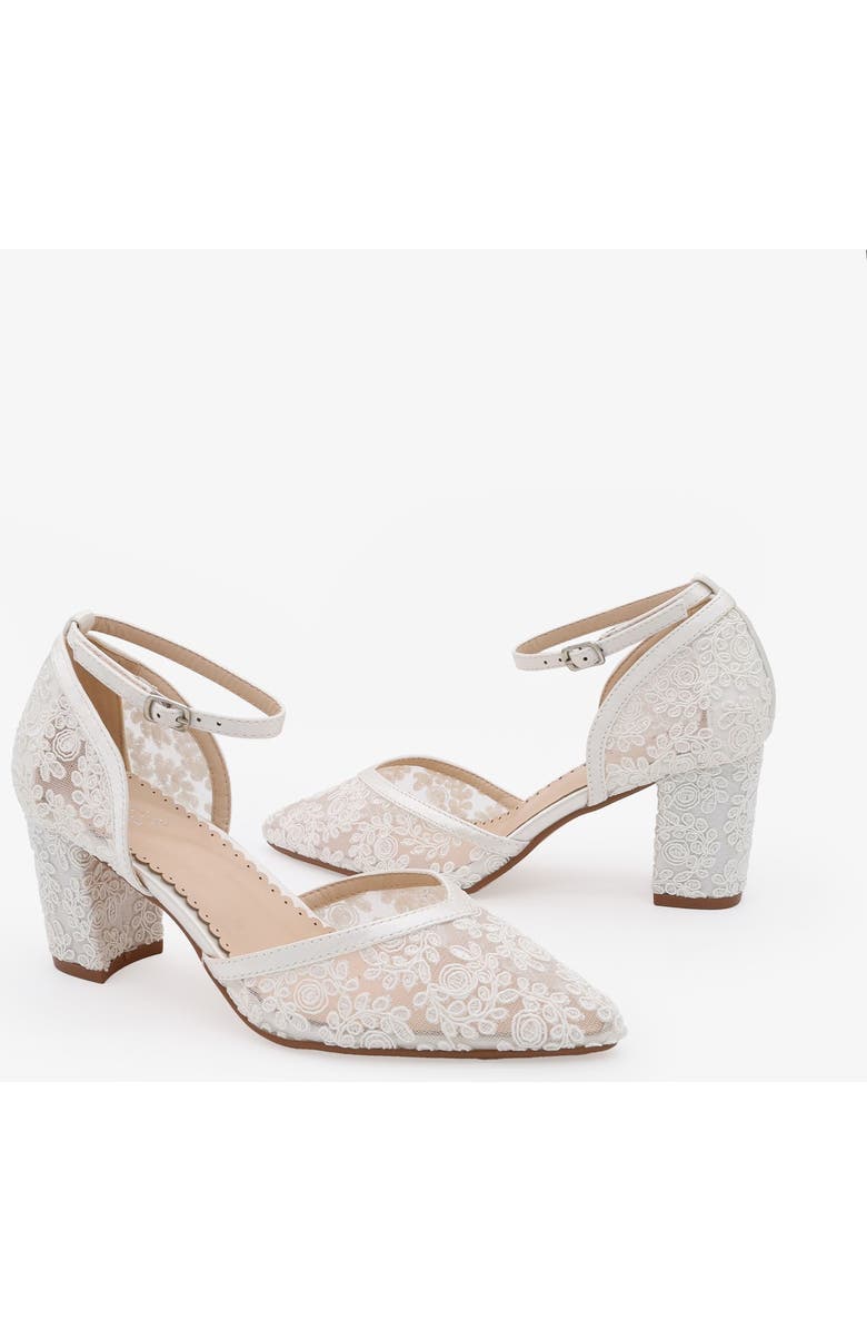 Kailee P Abby Lace Block Heel with Ankle Strap, Alternate, color, White