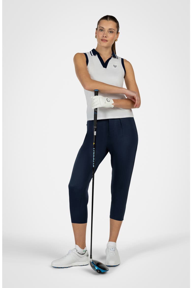 Birdie Sleeveless Polo, Alternate, color, WHITE/ NAVY