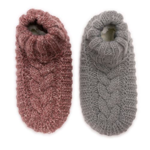 Muk Luks 2 Pair Pack Cuffed Sweater Knit Ballerinas In Multi