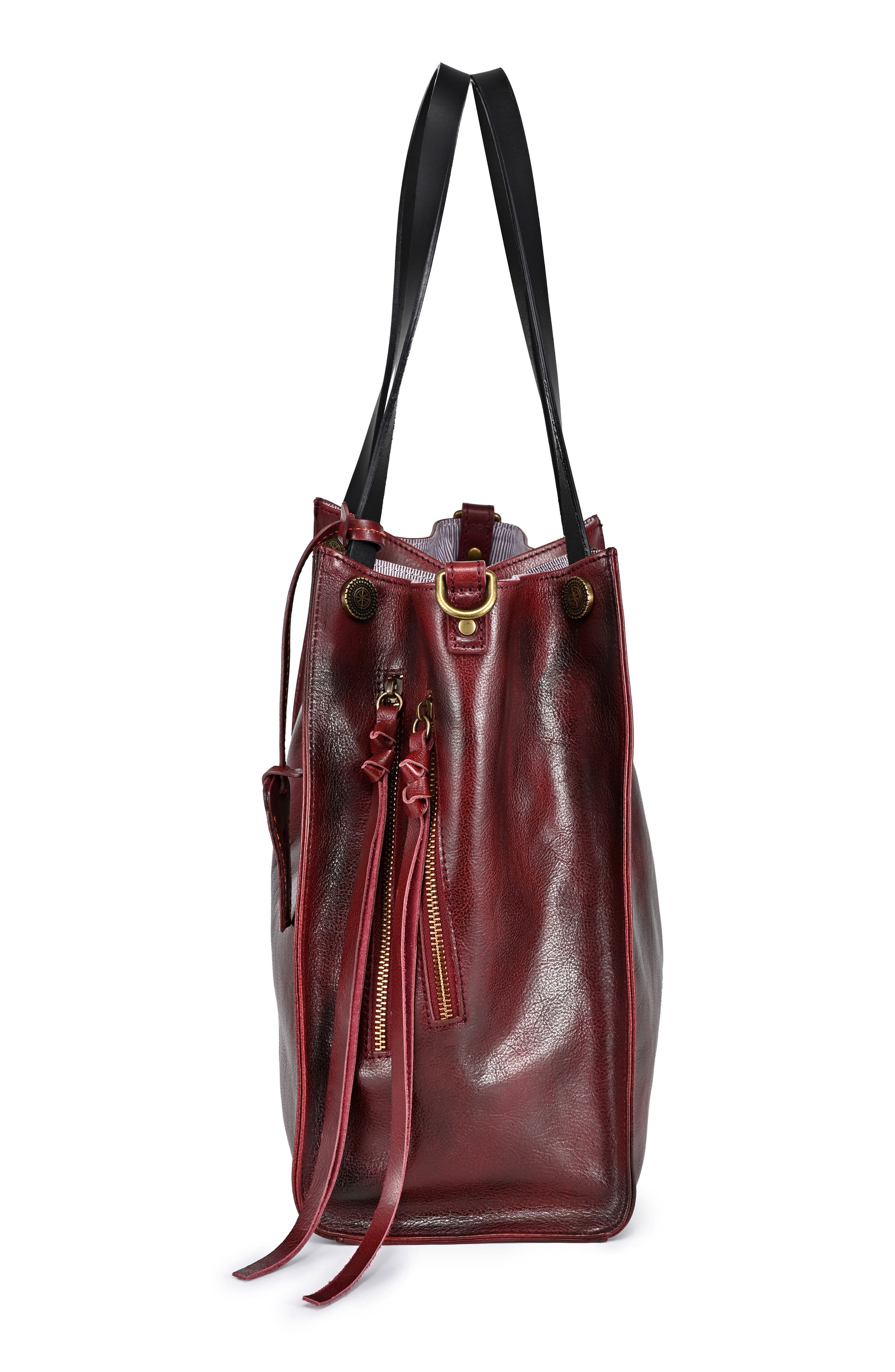 Daisy Leather Tote Bag, Alternate, color, rusty red