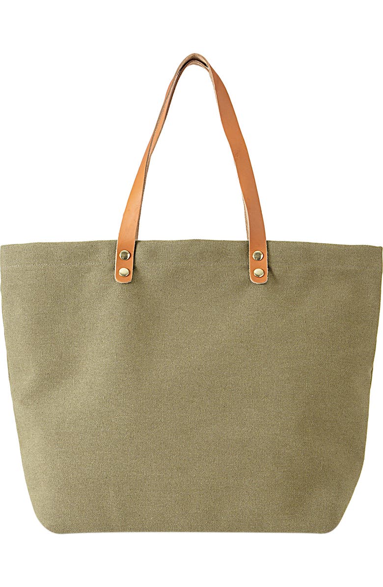 Cathy's Concepts Monogram Washed Canvas Tote, Main, color,