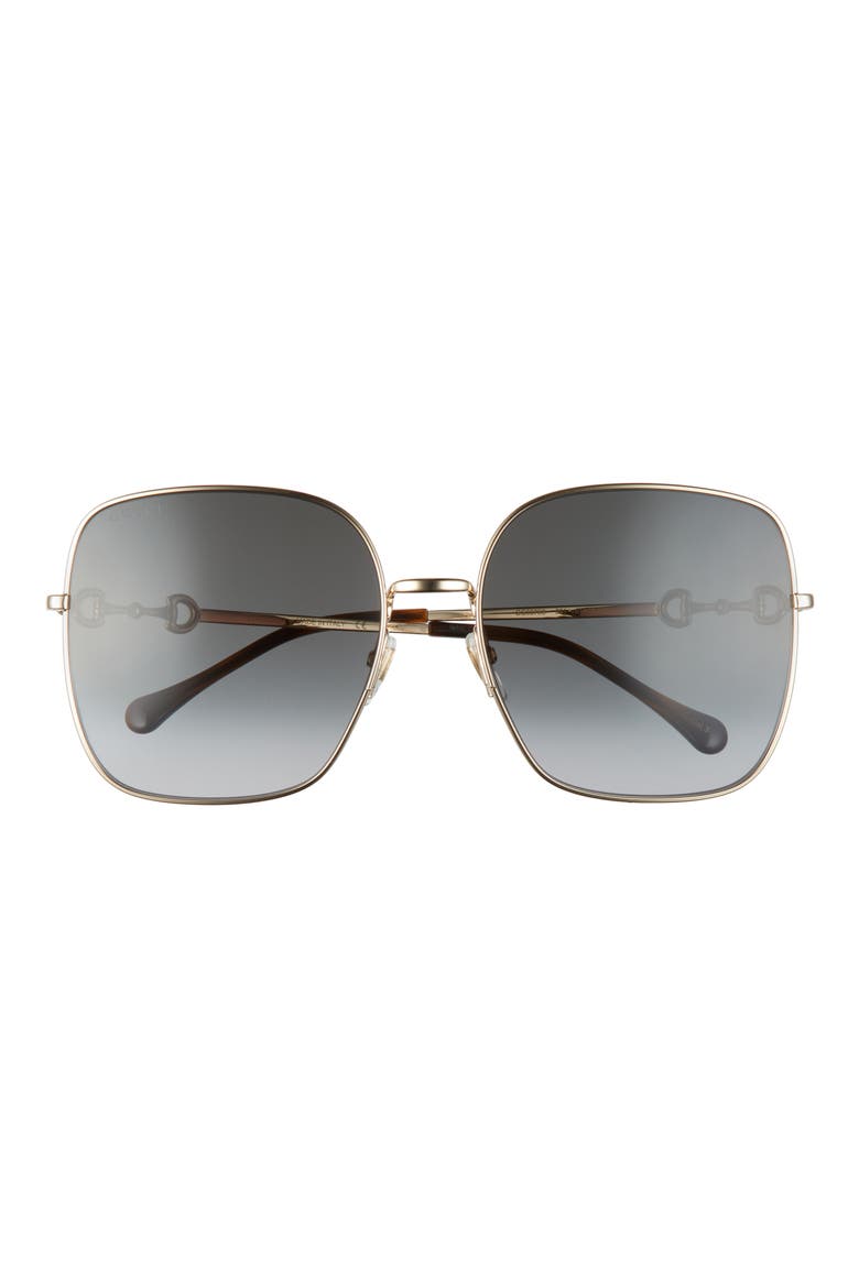 61mm Gradient Square Sunglasses, Main, color, GOLD/ GREY GRADIENT