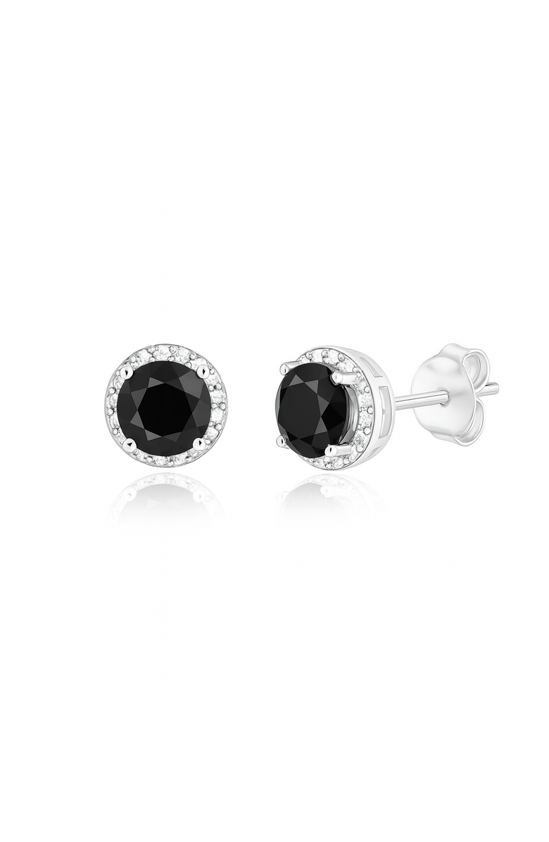 Donatello Gian Sterling Silver Halo Stud Earrings, Main, color, Black