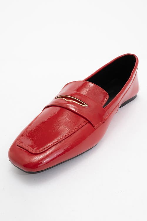 Forever & Always Shoes Iridessa Leather Flat Loafers In Red Patent Leather