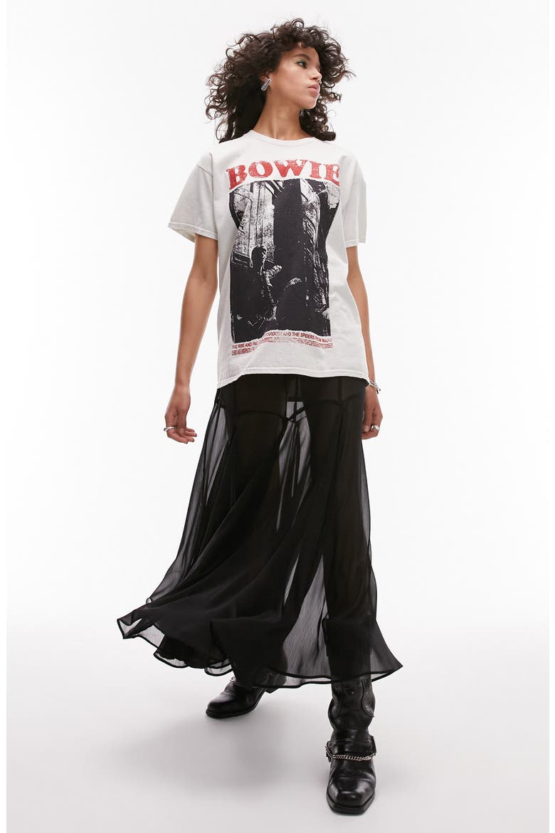 Godet Sheer Maxi Skirt, Alternate, color, BLACK