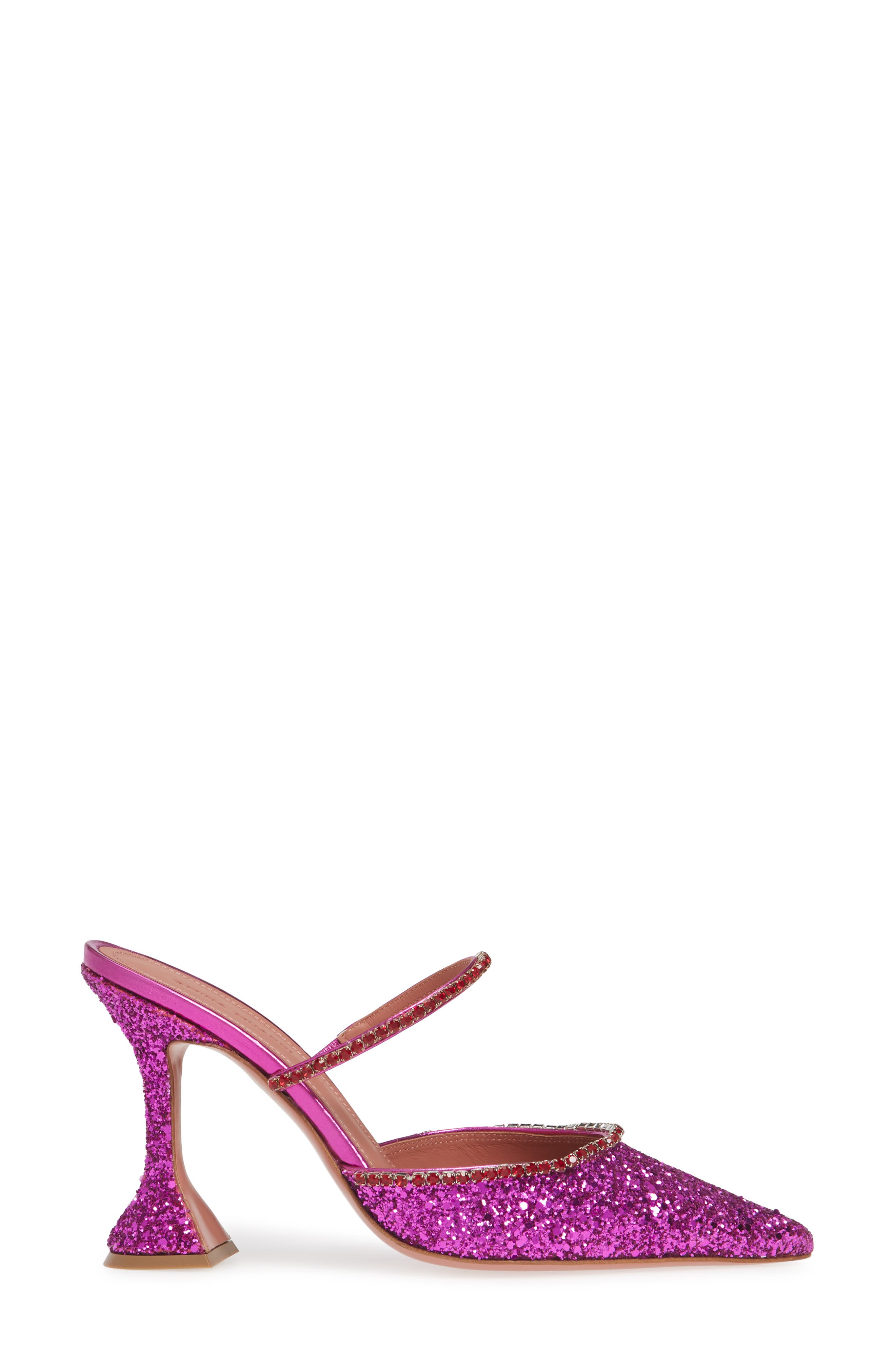 Amina Muaddi Gilda Glitter Pointed Toe Mule, Alternate, color, 
