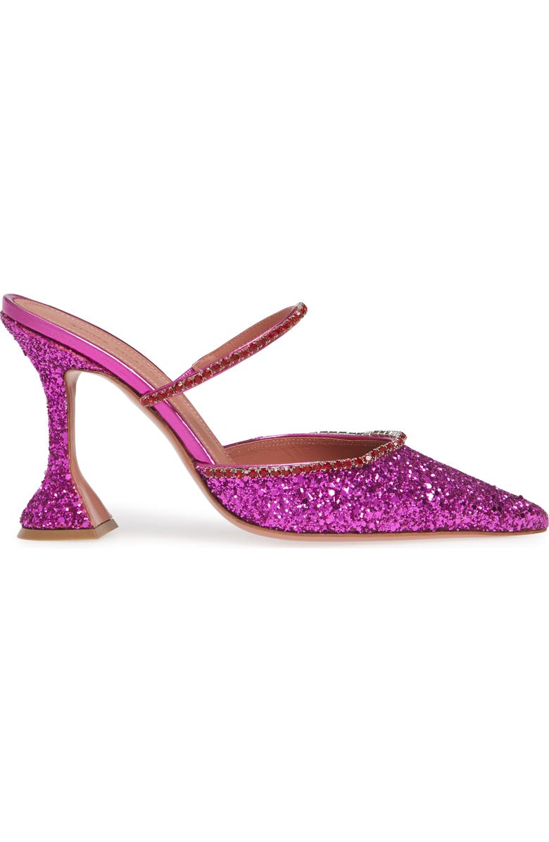 Amina Muaddi Gilda Glitter Pointed Toe Mule, Alternate, color,